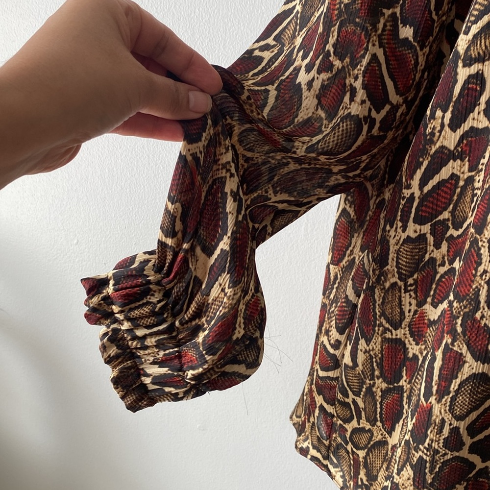 Zara Leopard Print Blouse - Red and Brown - Picture 4 of 11